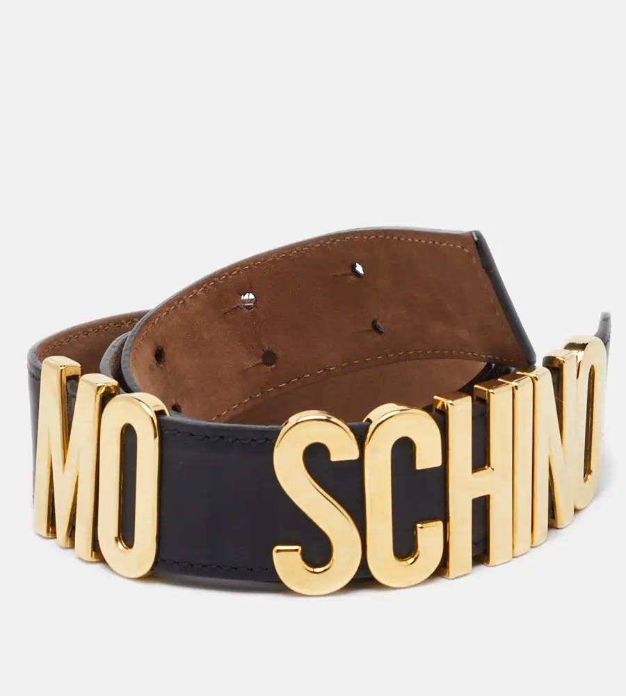 Moschino Black Leather Classic Logo Belt 80CM