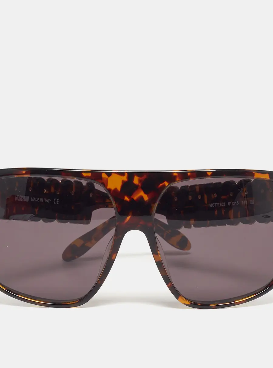 Moschino Tortoise Dark Brown MO771S02 Classic Logo Oversized Sunglasses