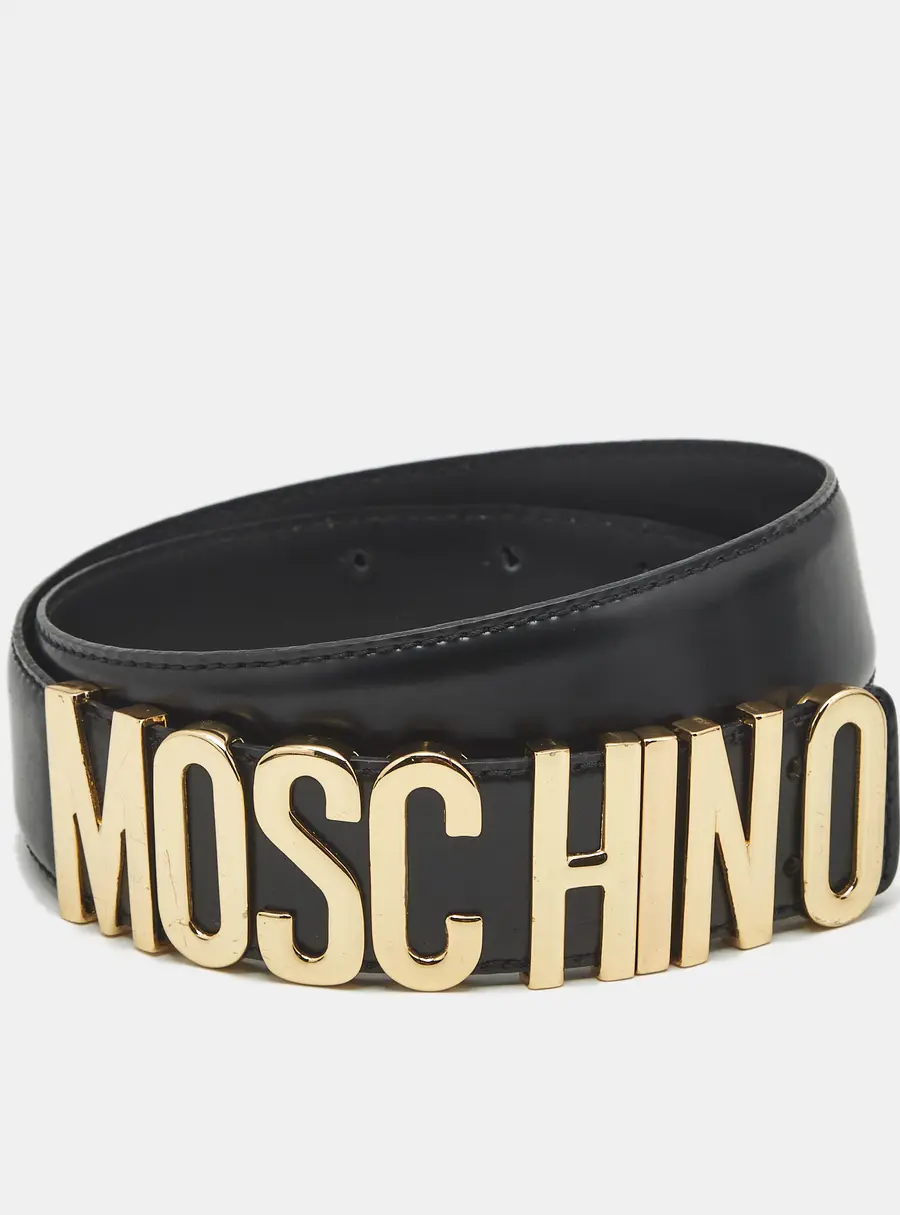 Moschino Classic Logo Belt Black Leather
