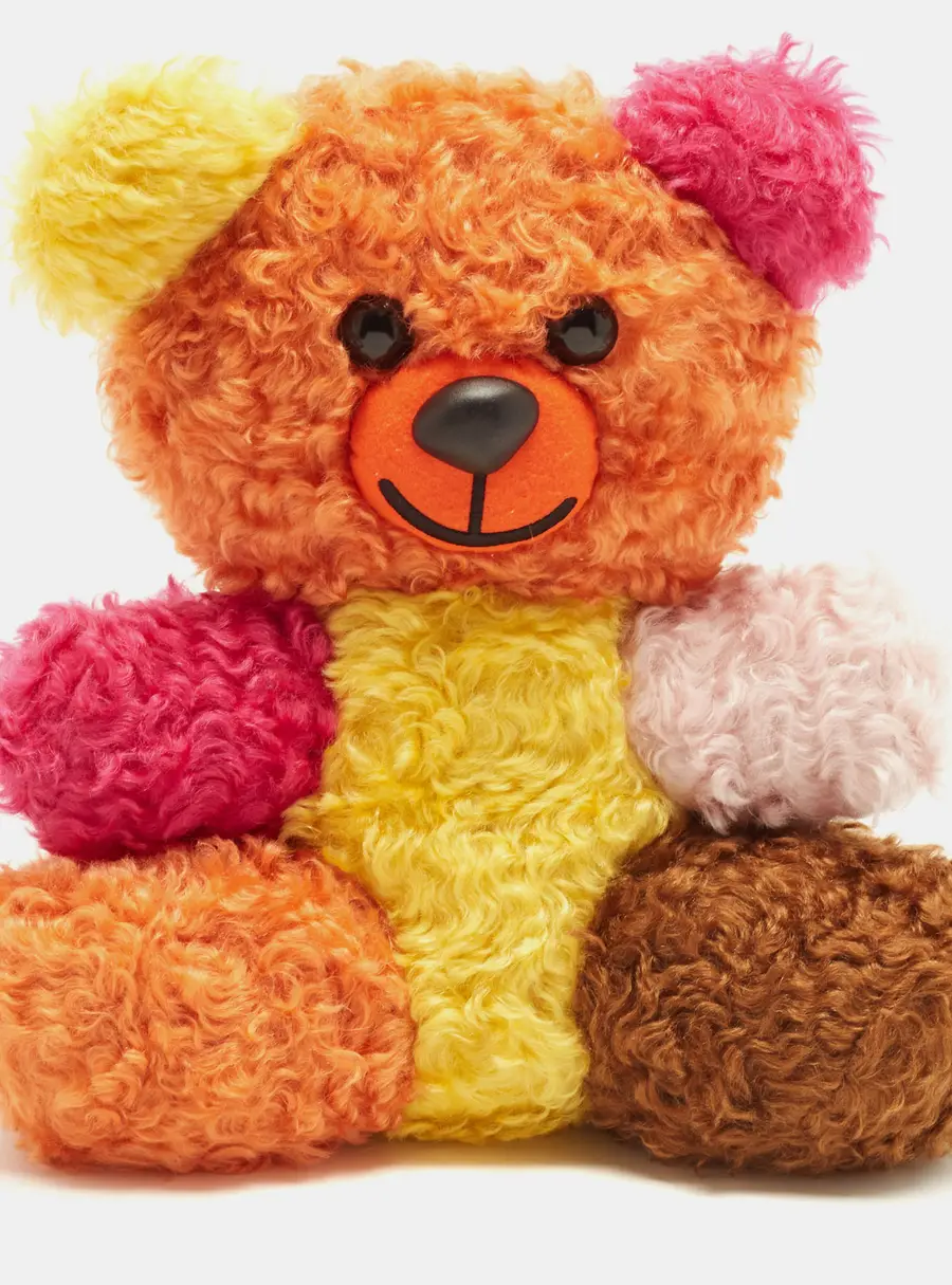 Moschino Teddy Bear Multicolor Faux Fur and Leather Clutch