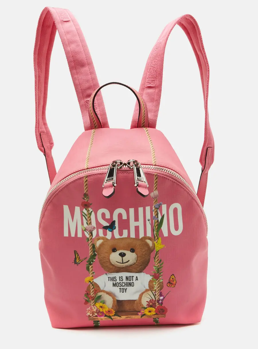 Moschino This Is Not A Moschino Toy Pink Coated Canvas Backpack