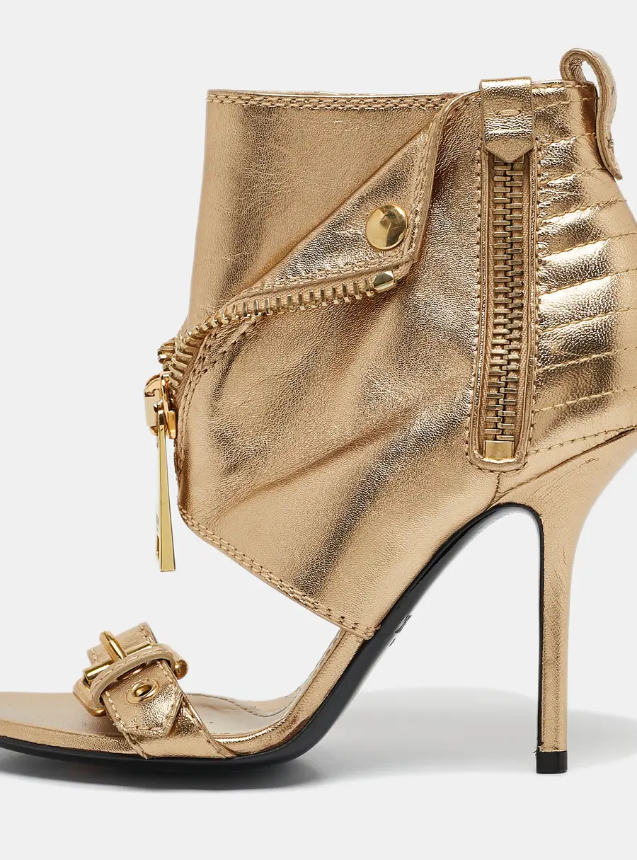 Moschino Gold Leather Stiletto High Heel Sandals Size 36