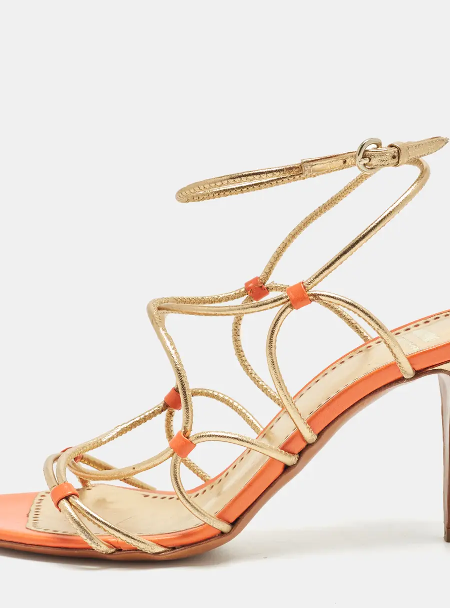 Moschino Size 36 Gold Leather Strappy Sandals