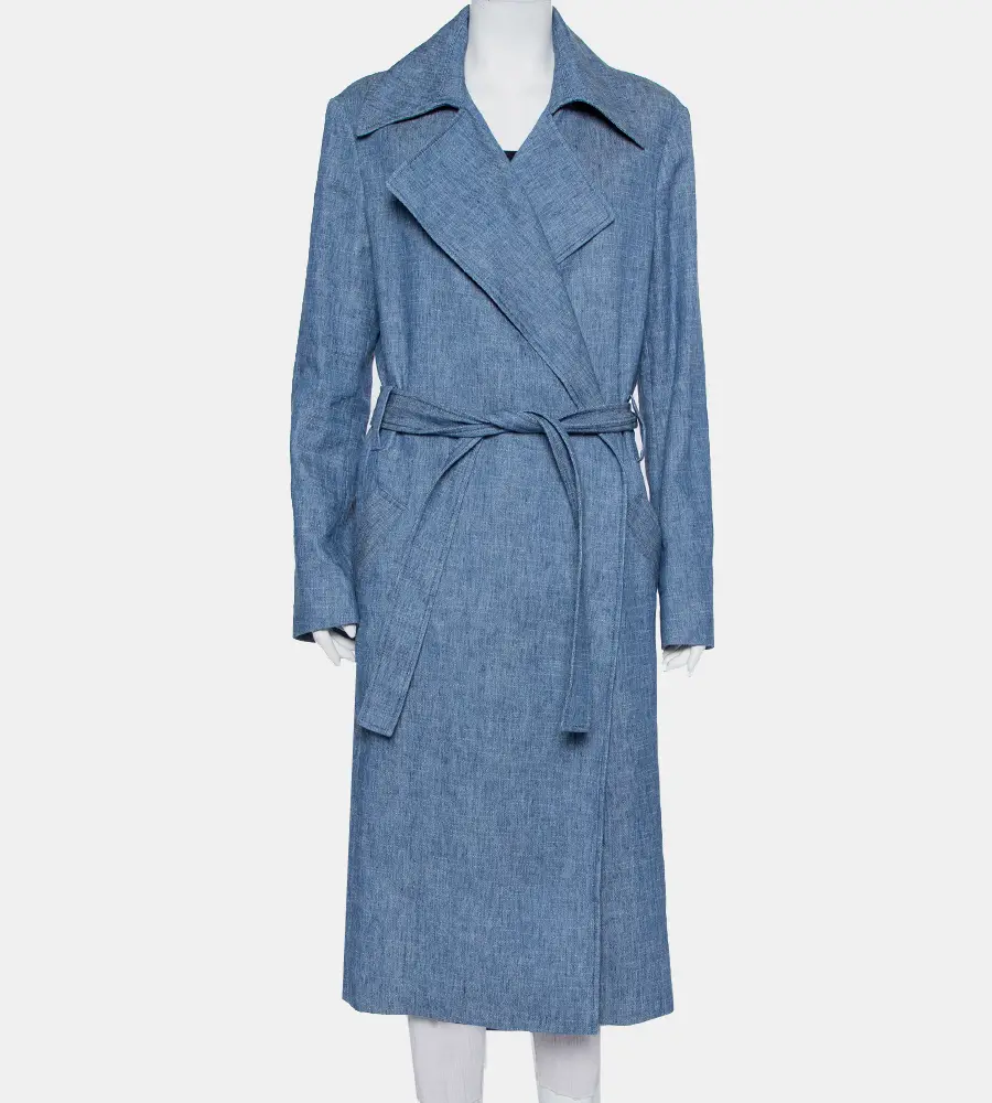 MSGM Blue Denim Tailored Belted Coat M