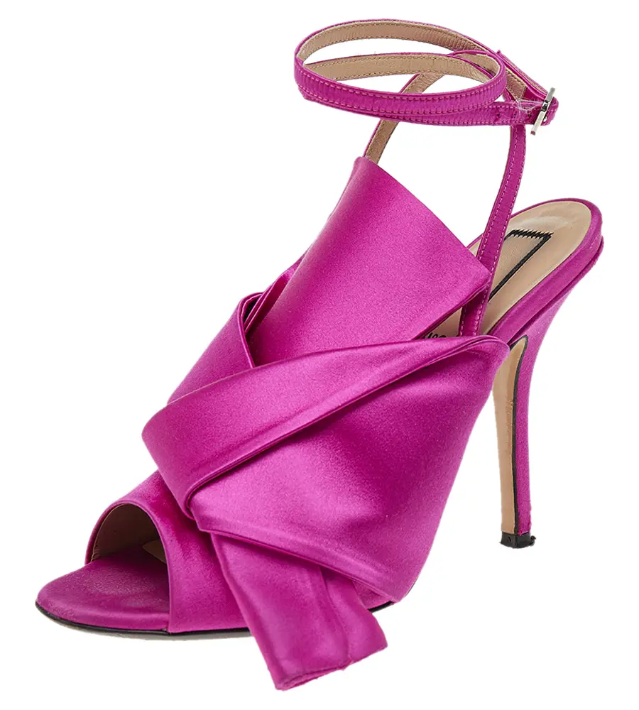 N21 Pink Satin Raso Knot Ankle Wrap Sandals Size 37