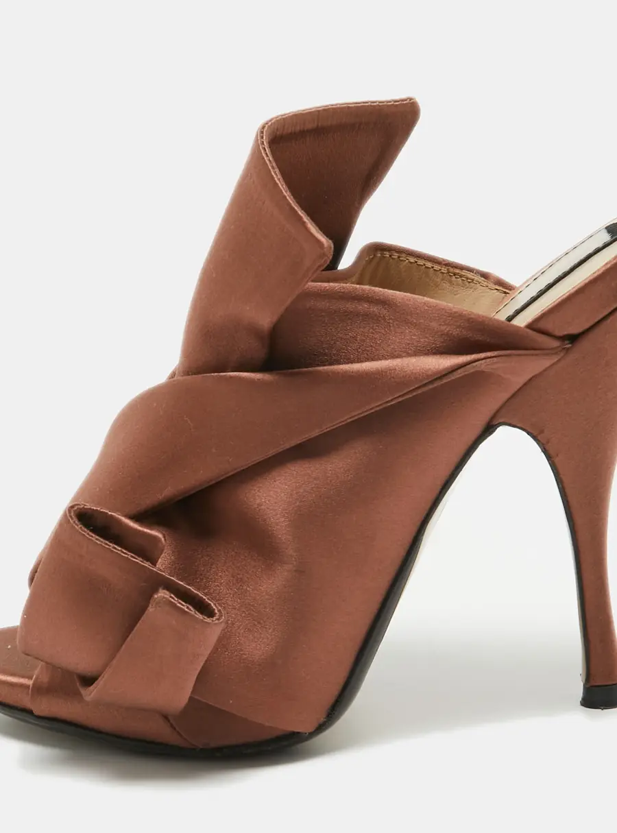 N21 Brown Satin Raso Knot Mules Size 37
