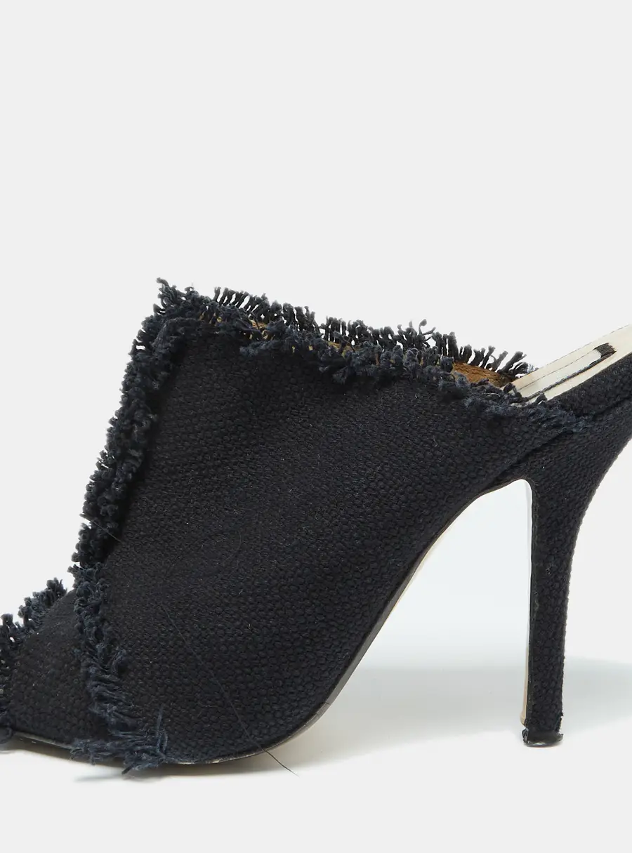 N21 Navy Blue Canvas Open Toe Slide Mules Size 40