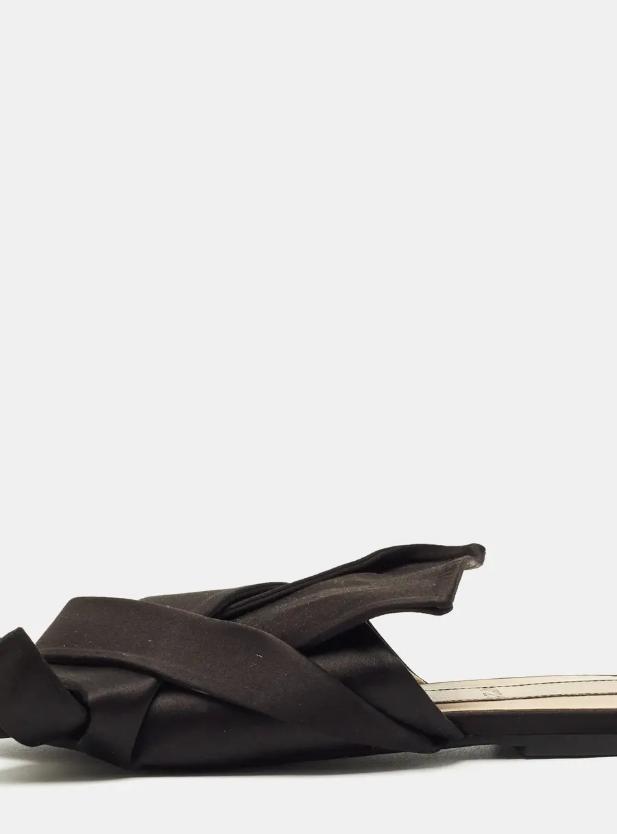 N21 Black Satin Knot Slide Sandals Size 39