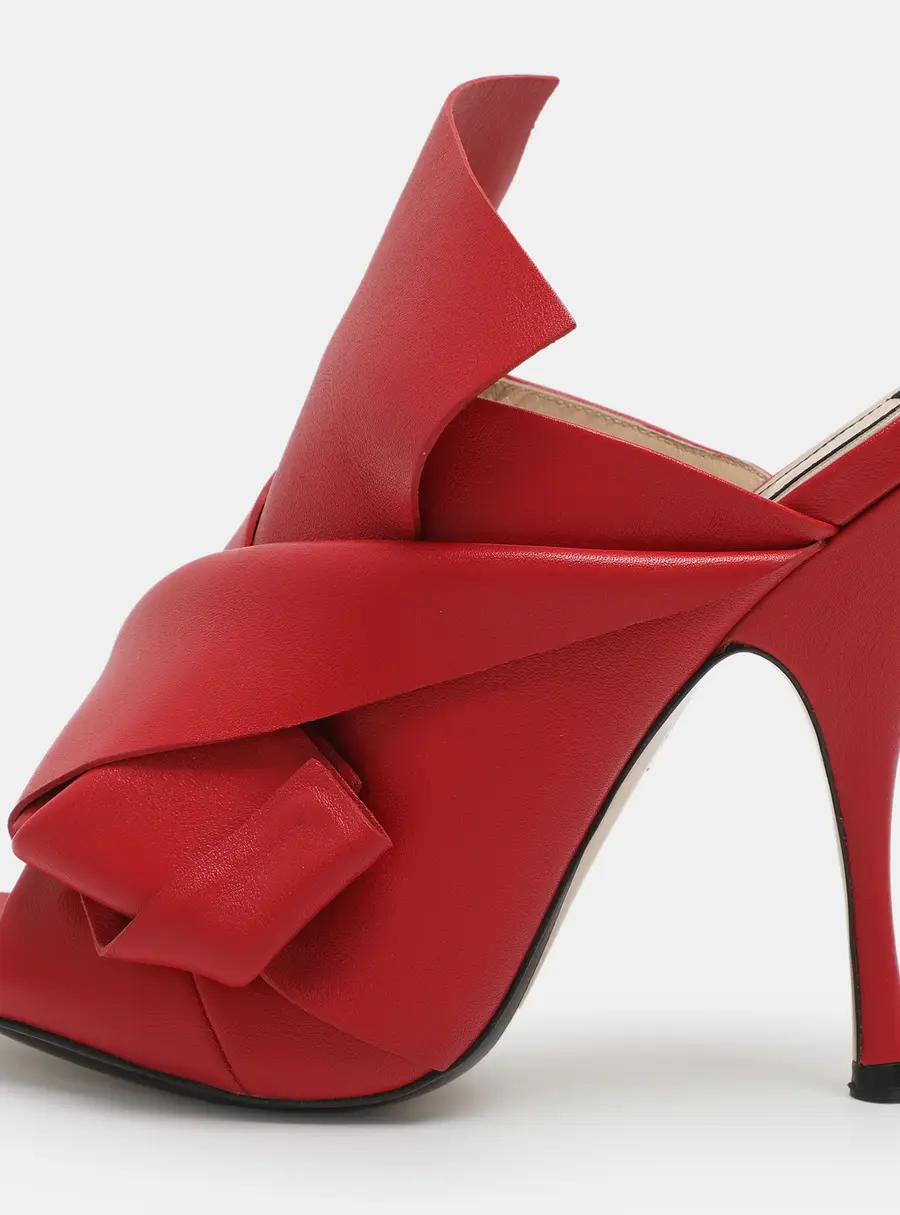 N21 Raso Knot Size 37 Red Leather Mules