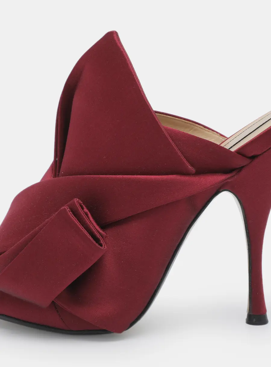 N21 Raso Knot Size 38 Burgundy Satin Mules