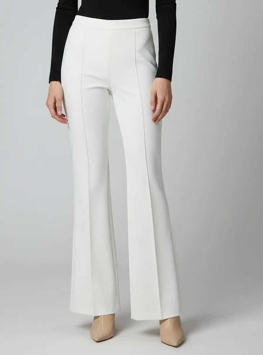 Nadine Merabi White Sateen High Rise Trousers S