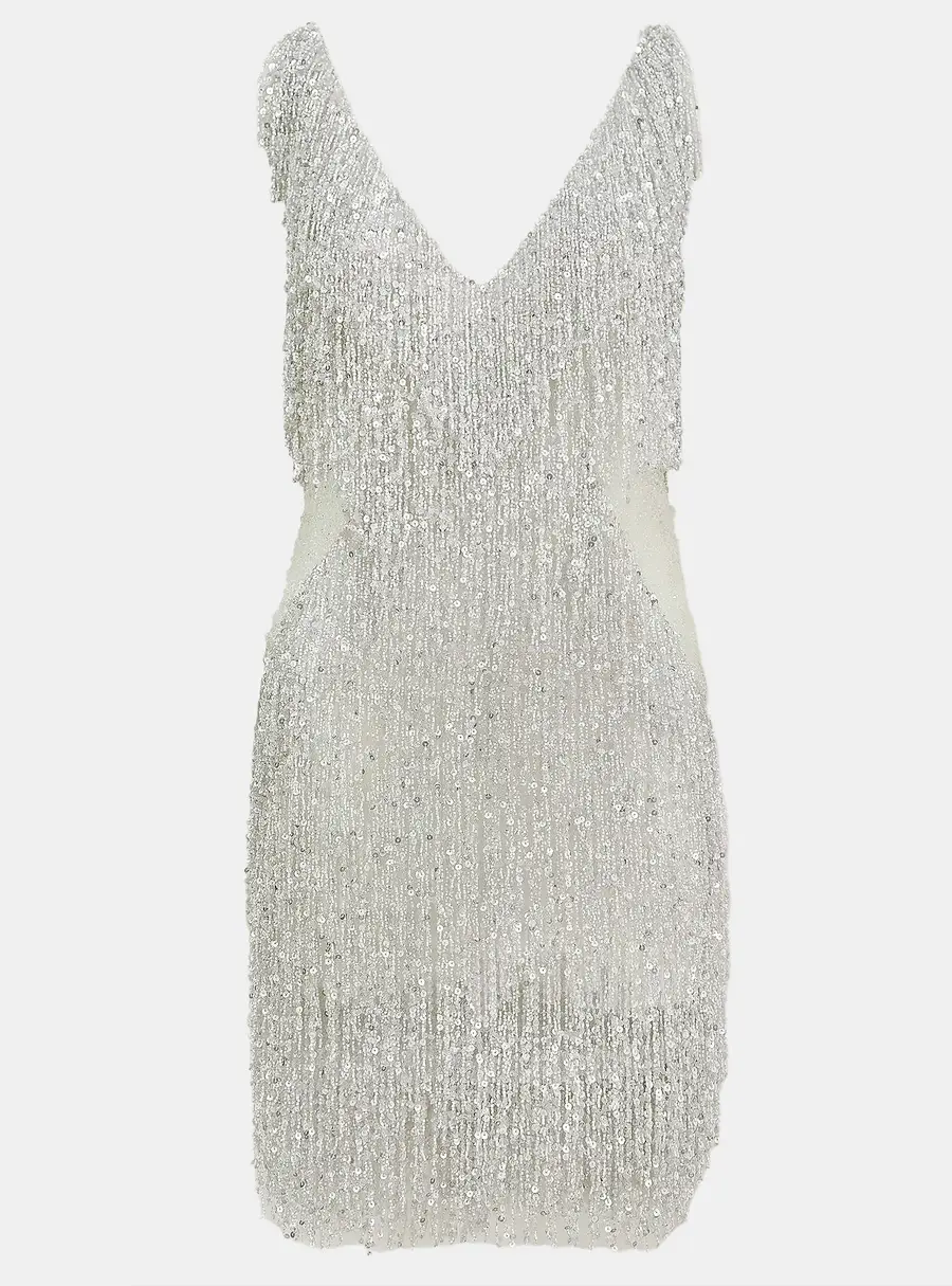 Naeem Khan Gatsby Tassel Embellished Short Dress M