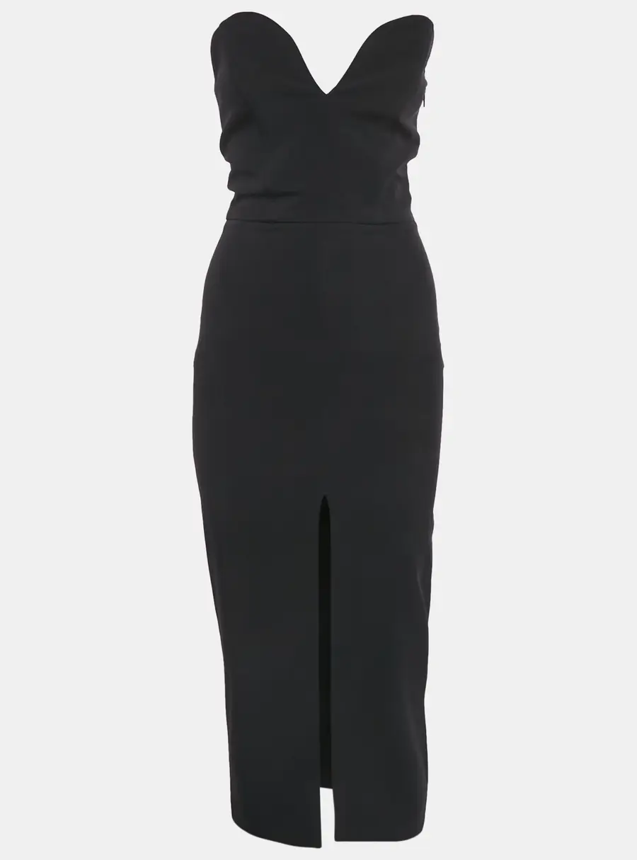 Namelazz Black Crepe Sweetheart Strapless Midi Dress XXS