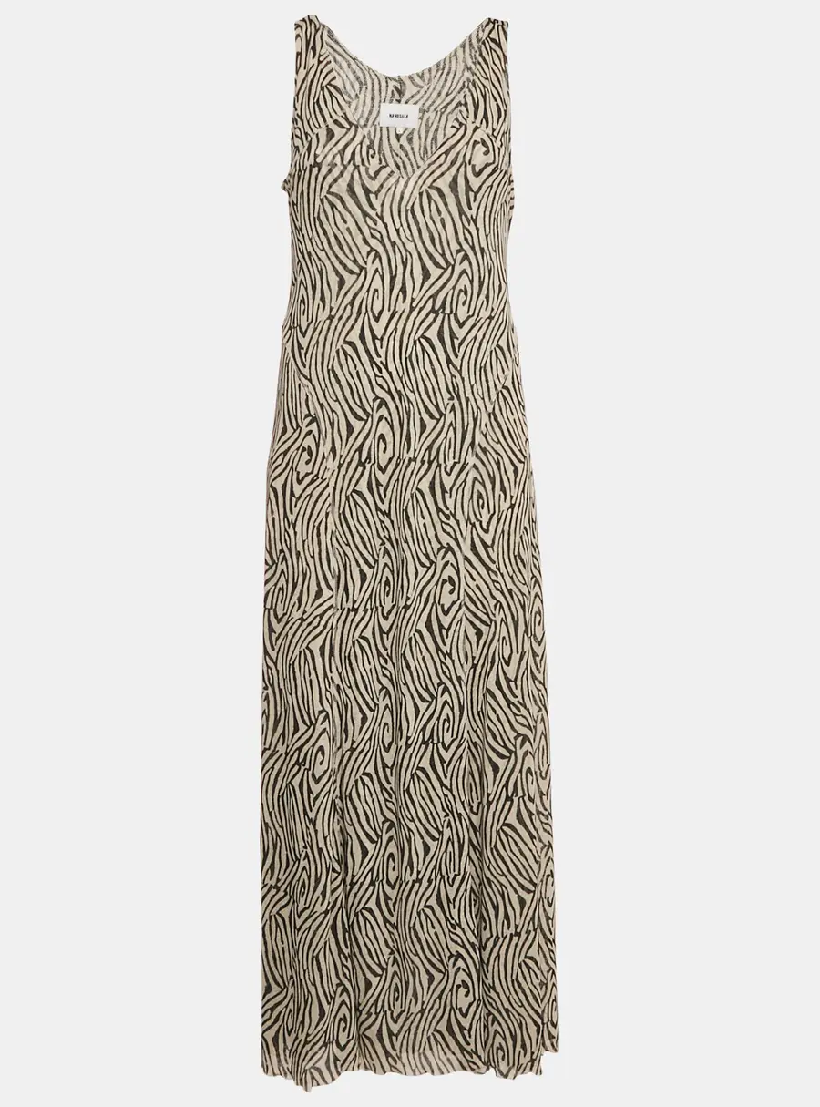 Nanushka Light Grey Printed Jersey Flared Maxi Dress L
