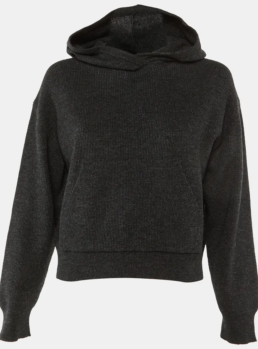 Nanushka Black Wool Blend Hooded Sweater XS