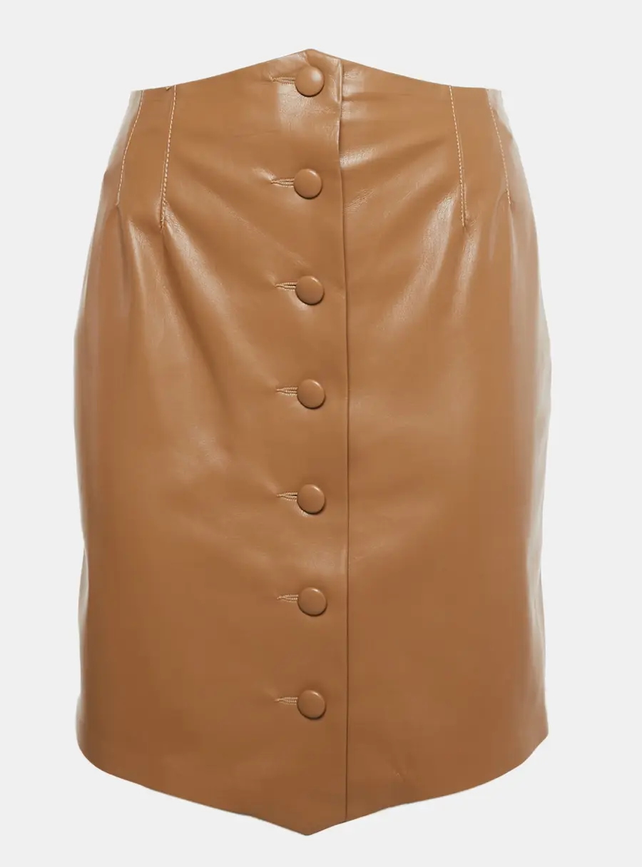 Nanushka Beige Faux Leather Mini Skirt S