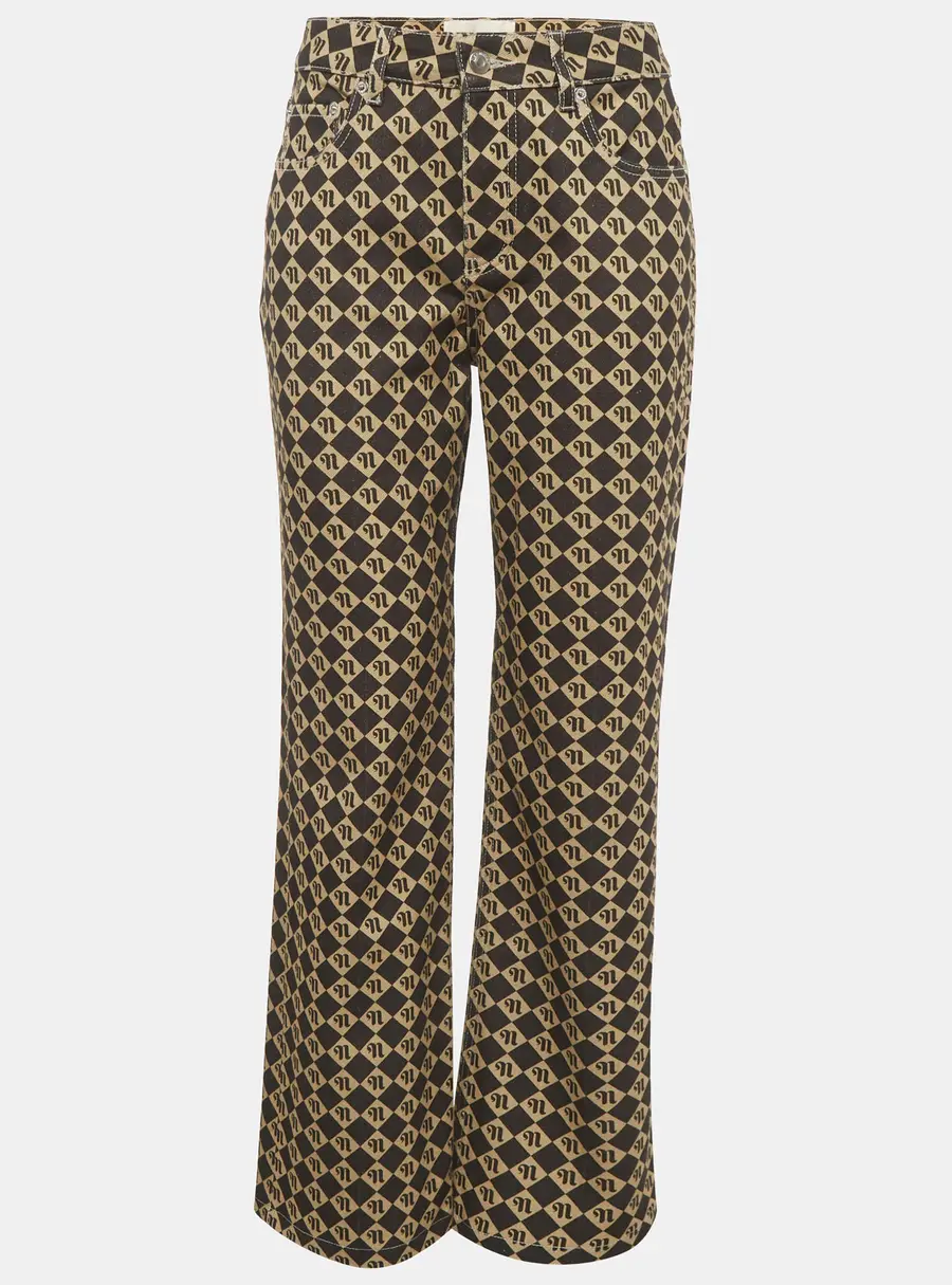 Nanushka Black /Beige Monogram Denim Basma Jeans S Waist 27"