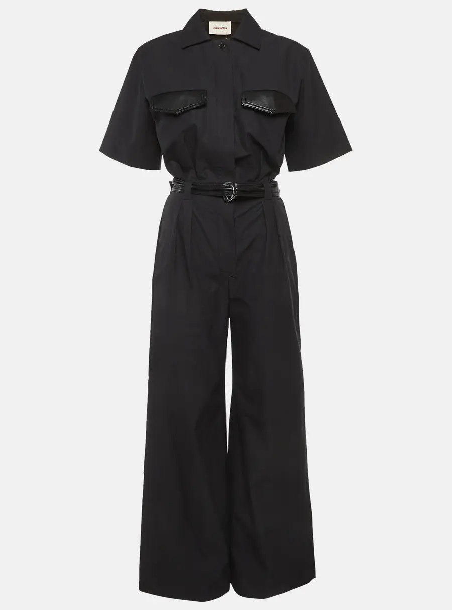 Nanushka Fabienne Black Cotton Wide Leg Jumpsuit S