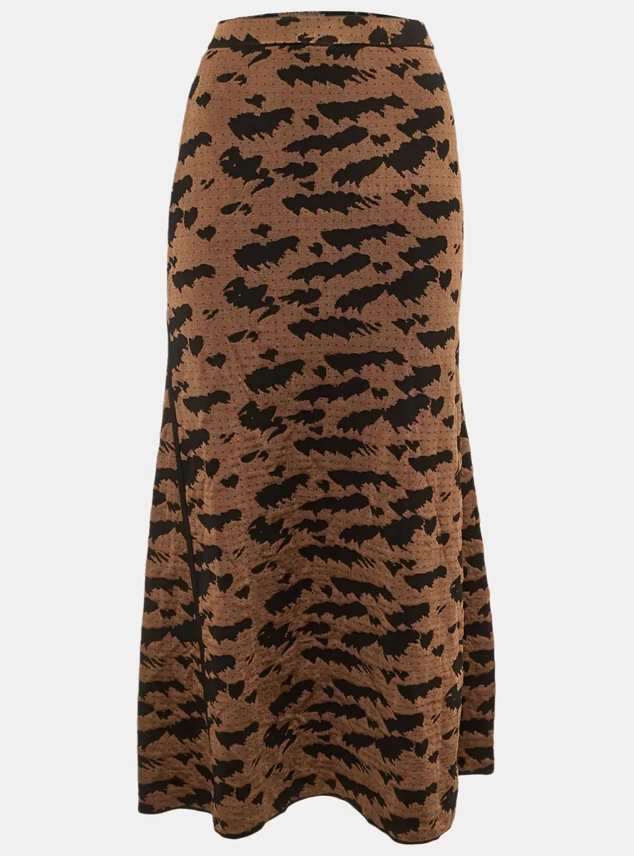Nanushka Brown /Black Patterned Knit Maxi Skirt S
