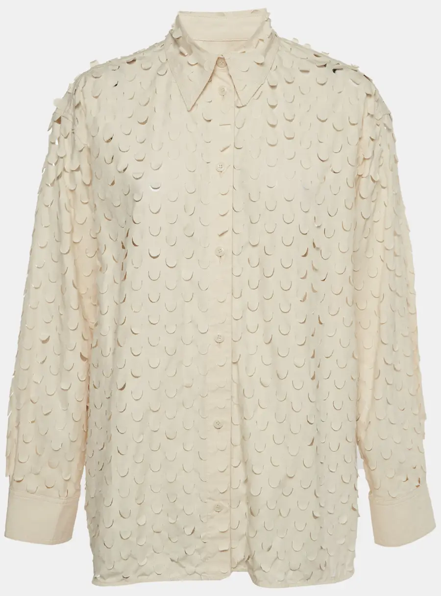 Nanushka Cream Cotton Cut-Out Oversized Shirt S