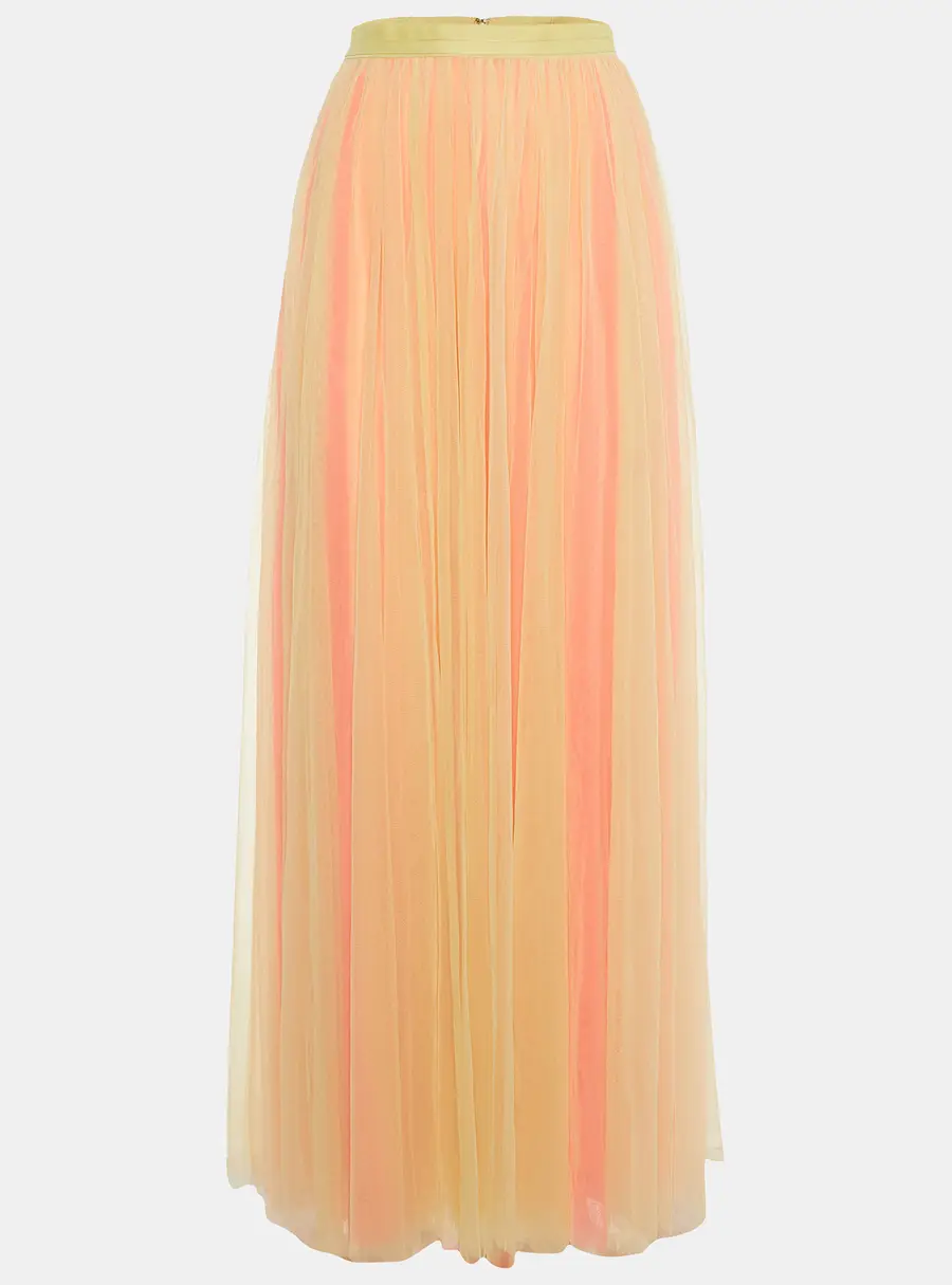 Needle & Thread Yellow/Pink Two Tone Tulle Maxi Skirt S
