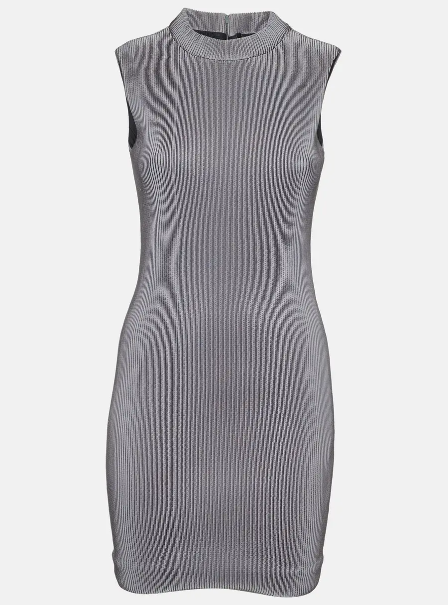 Neil Barrett Grey Stripe Textured Jersey Mini Dress S