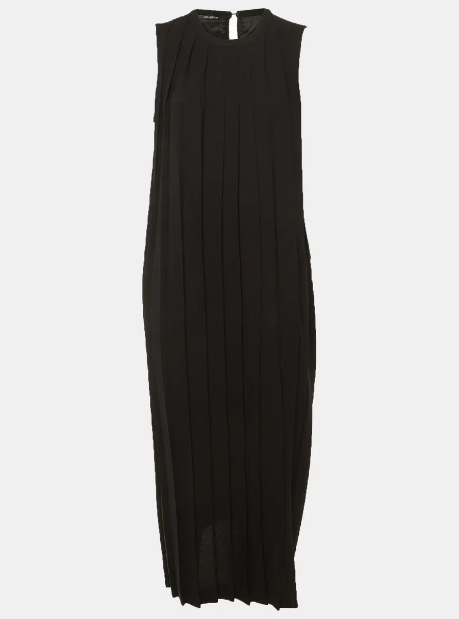 Neil Barrett Black Pleated Crepe Maxi Dress L