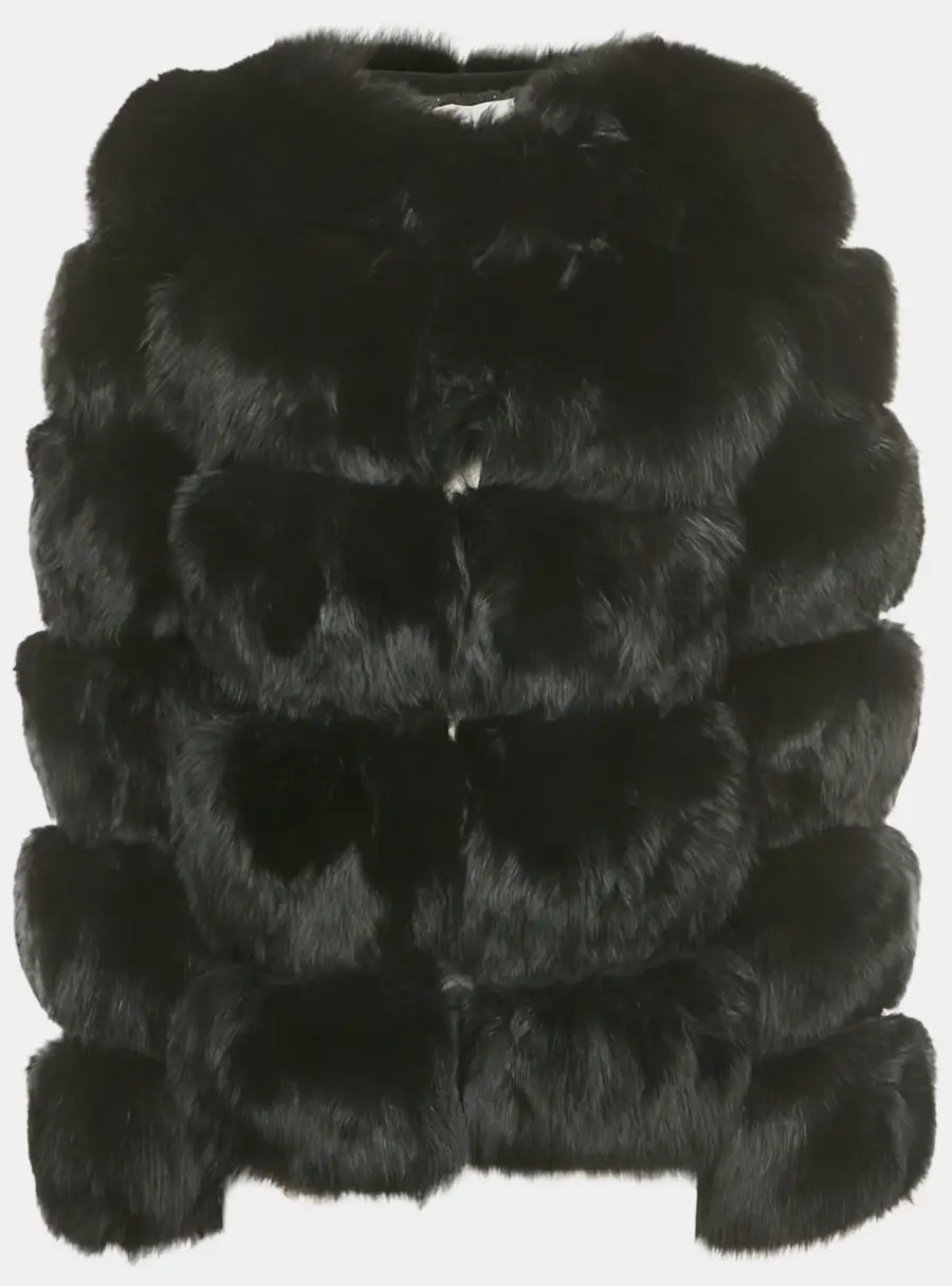 Nellie Studio Black Fox Fur Jacket M