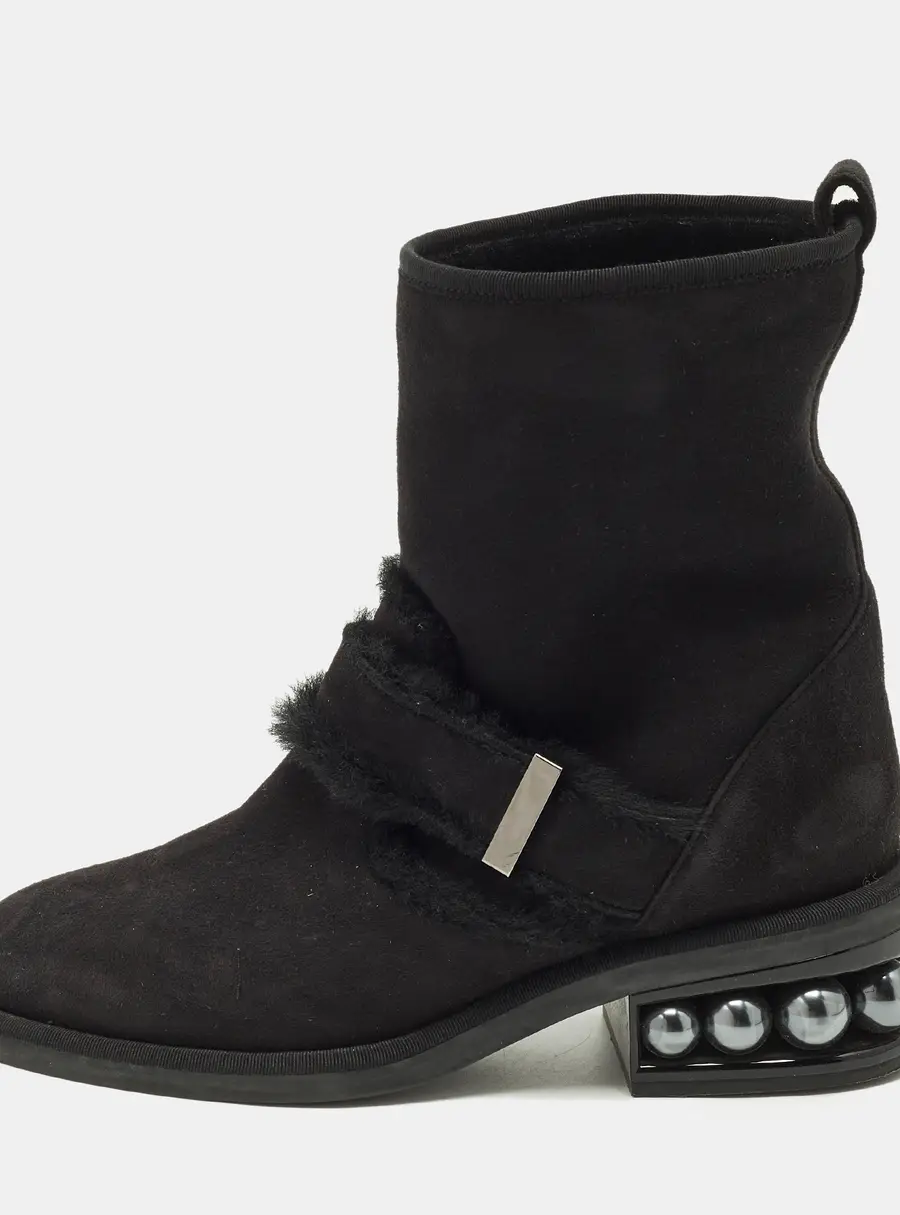 Nicholas Kirkwood Casati Size 37 Black Suede Ankle Length Boots