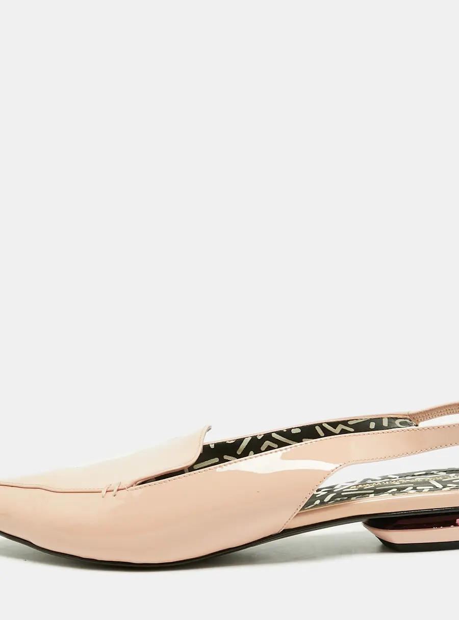 Nicholas Kirkwood Beya Size 39.5 Pink Patent Leather Slingback Flats