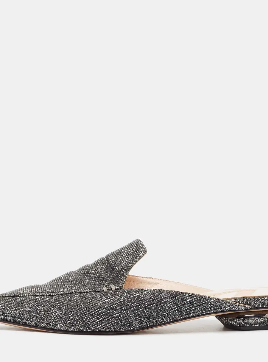 Nicholas Kirkwood Grey Glitter Fabric Flat Mules Size 39.5