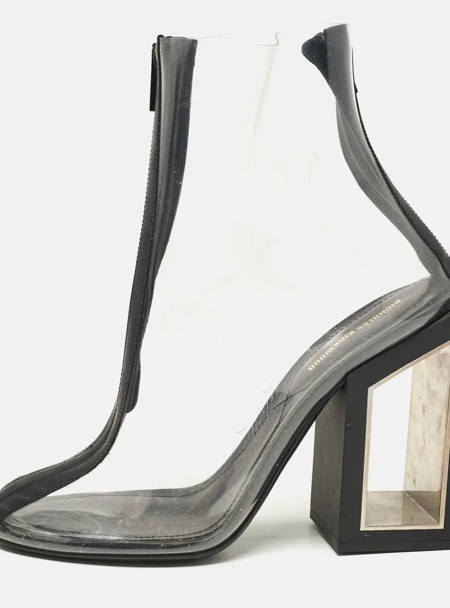 Nicholas Kirkwood Size 39 Black PVC and Rubber Ankle Length Boots
