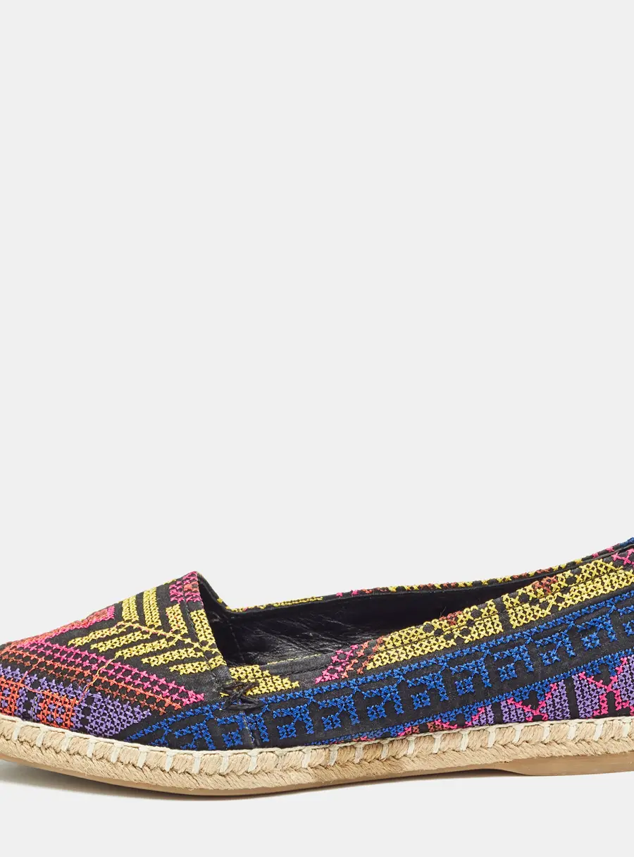 Nicholas Kirkwood Multicolor Canvas Embroidered Mexican Pointed Toe Espadrilles Size 37