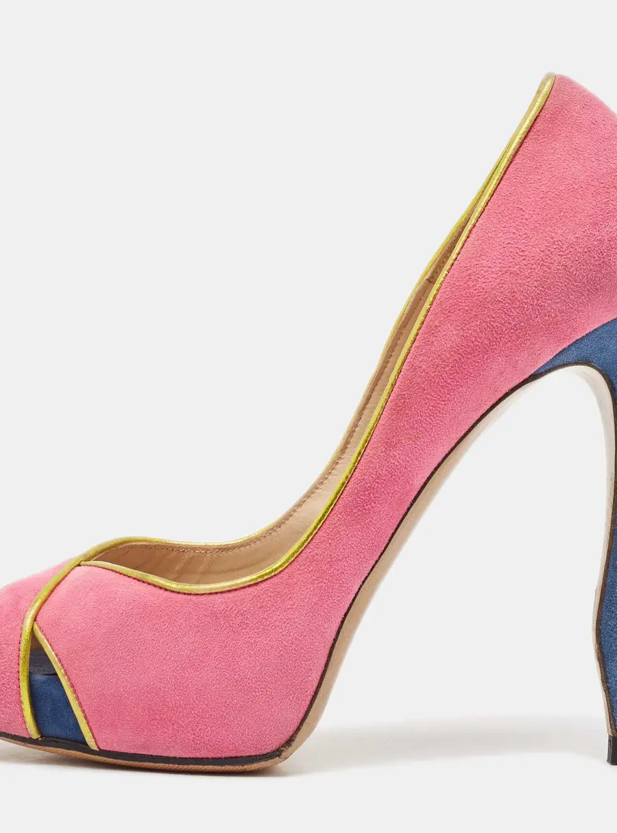 Nicholas Kirkwood Multicolor Suede and Leather Crisscross Peep Toe Pumps Size 37