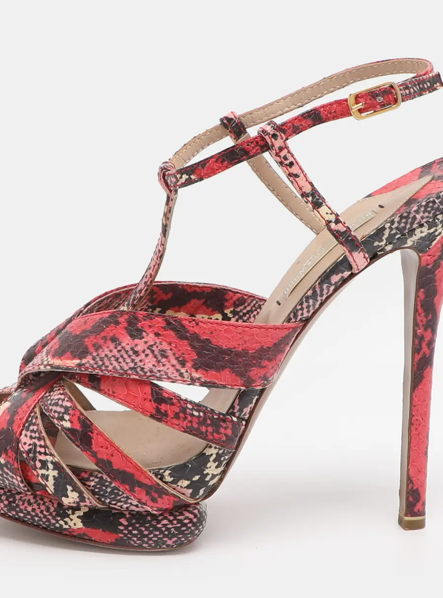Nicholas Kirkwood Size 39 Multicolor Python Leather Platform T-Strap Sandals