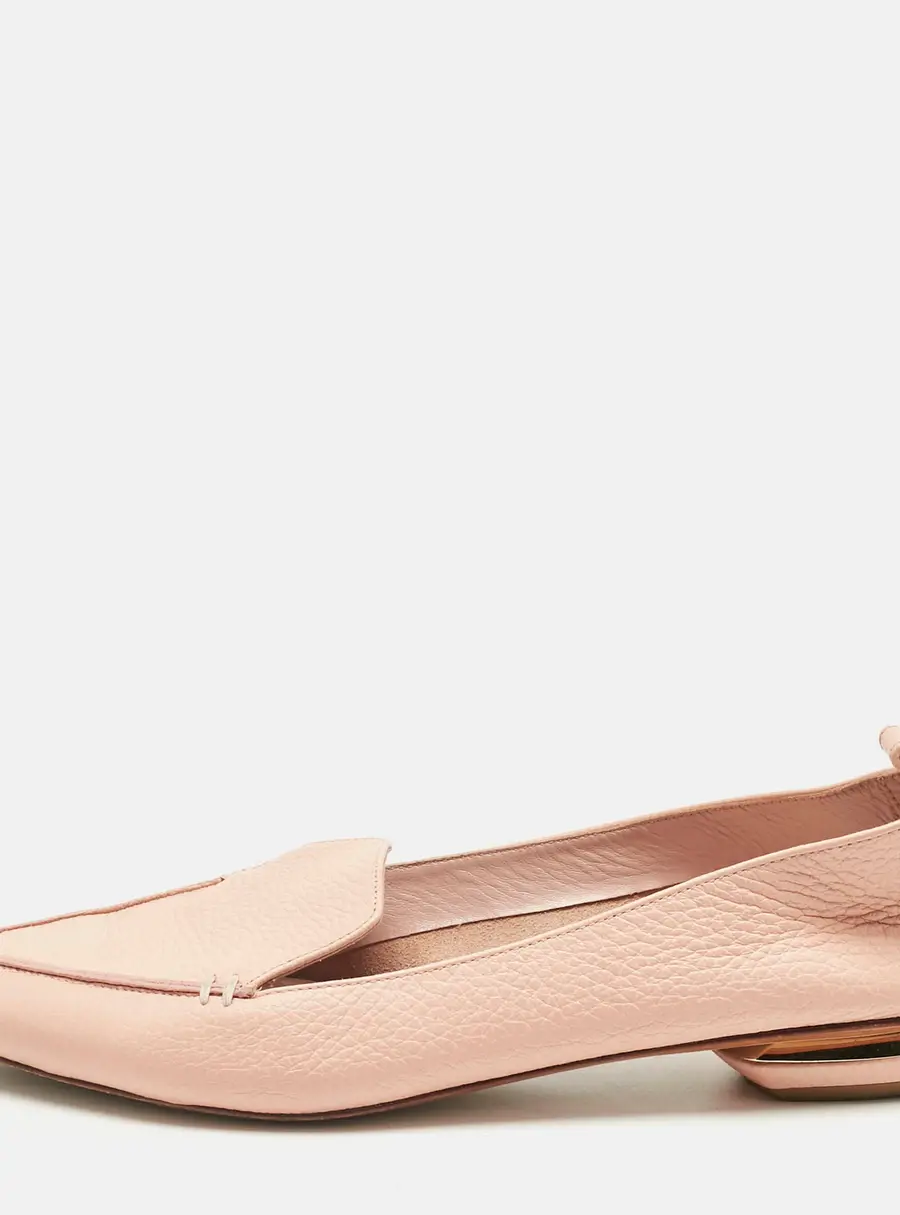 Nicholas Kirkwood Peach Leather Beya Pointed Toe Loafers Size 40.5