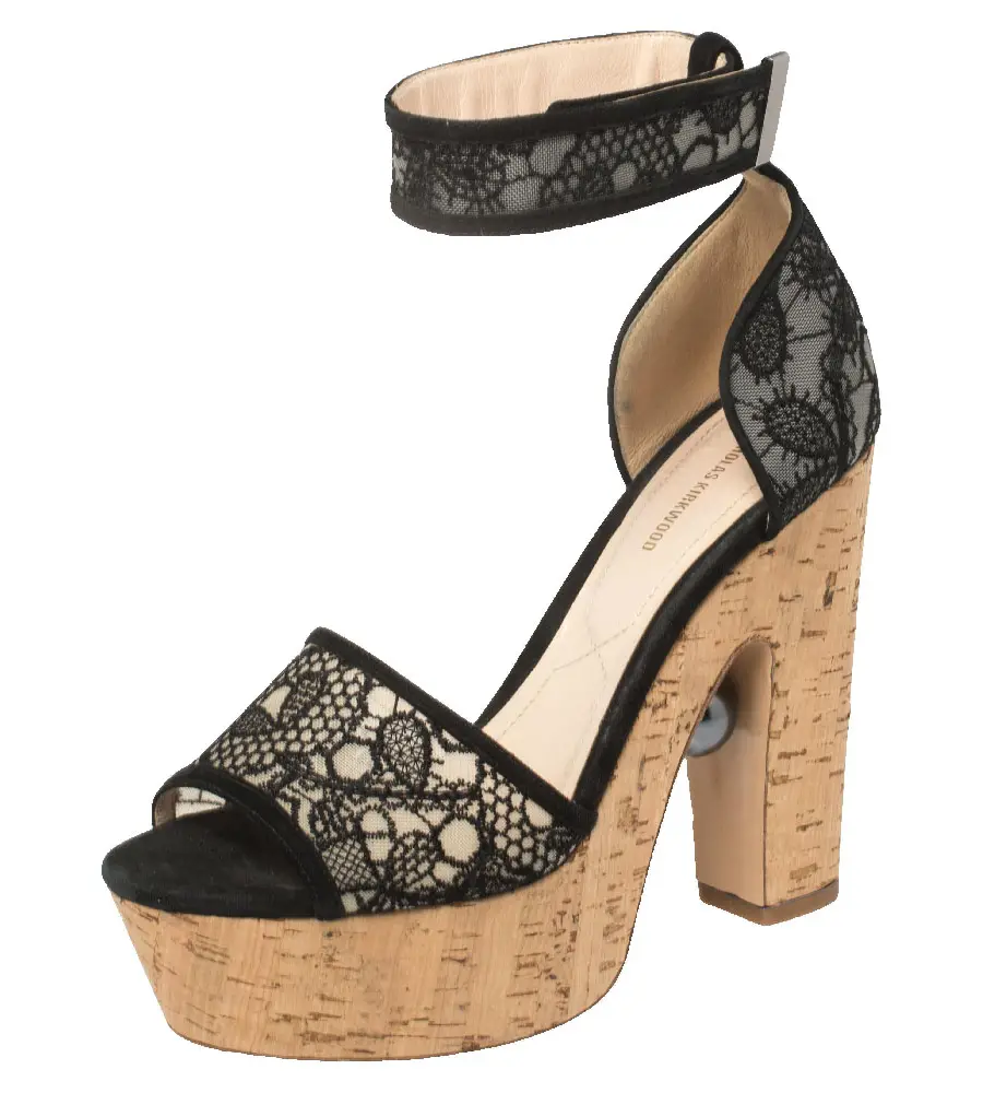 Nicholas Kirkwood Black Lace Maya Pearl Platform Ankle Strap Sandals Size 39.5