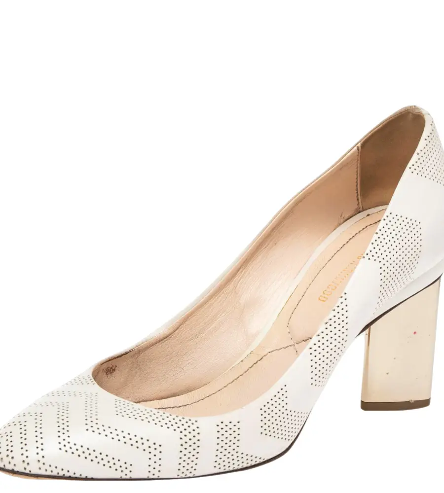 Nicholas Kirkwood White Perforated Leather Briona Prism Pumps Size 36.5