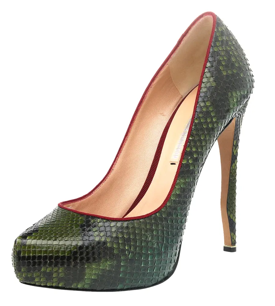 Nicholas Kirkwood Size 39 Green Snakeskin Leather Platform Pumps