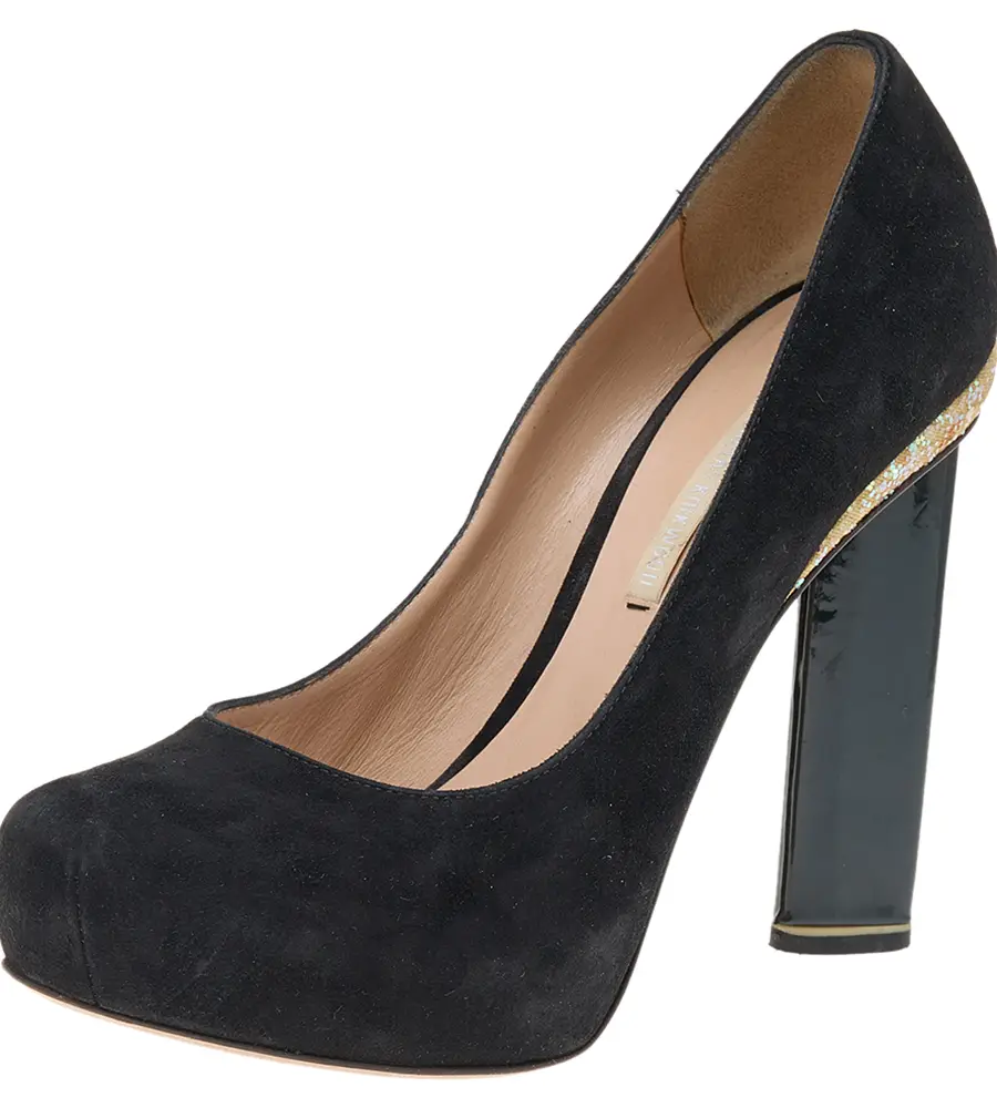 Nicholas Kirkwood Black Suede Platform Pumps Size 37