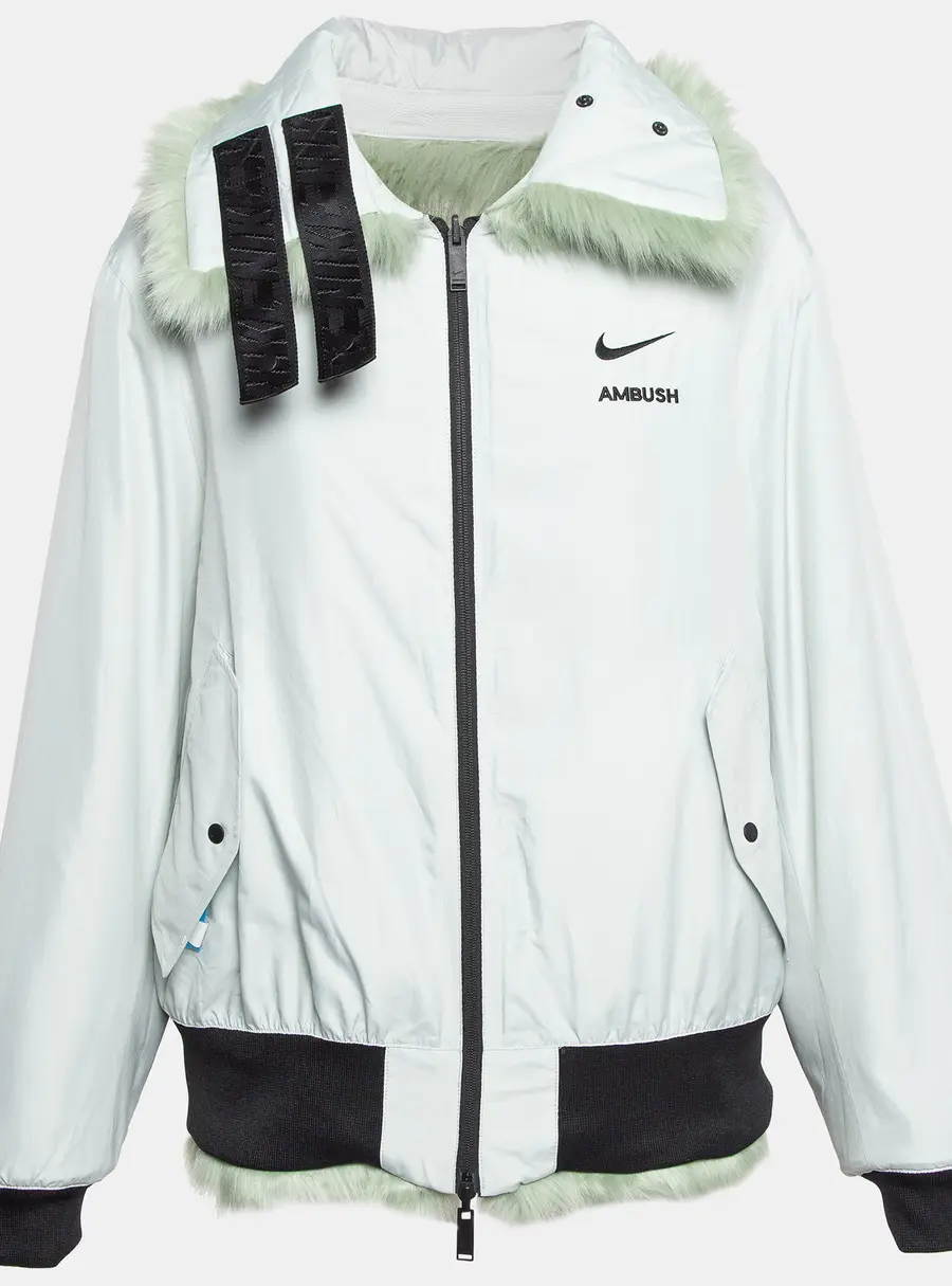 Nike x Ambush Jade Green Faux Fur Reversible Jacket L