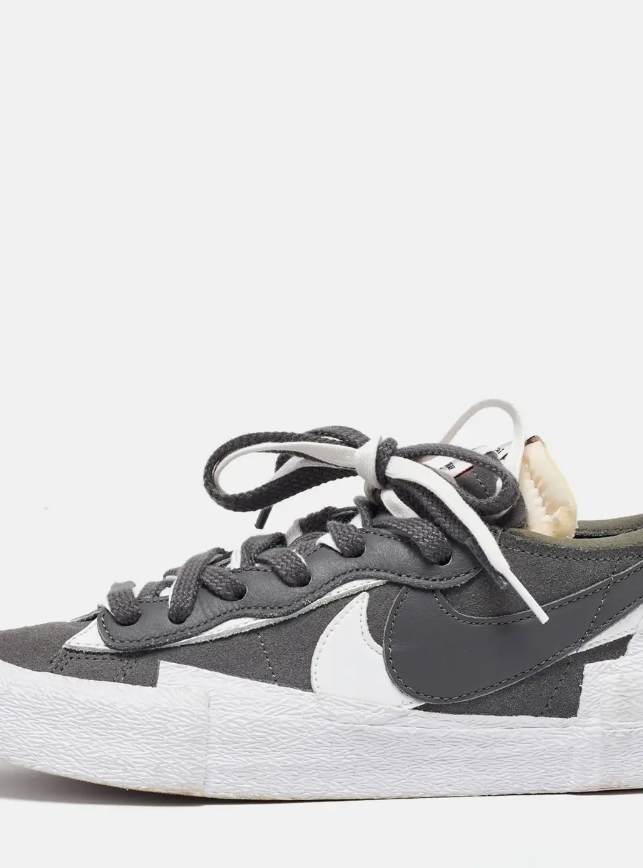 Nike x Sacai Blazer Size 40 Grey Leather and Suede Low Top Sneakers