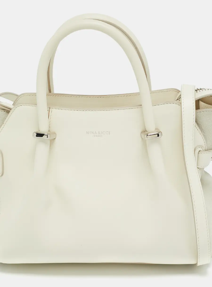Nina Ricci Marche Small White Leather and Suede Tote