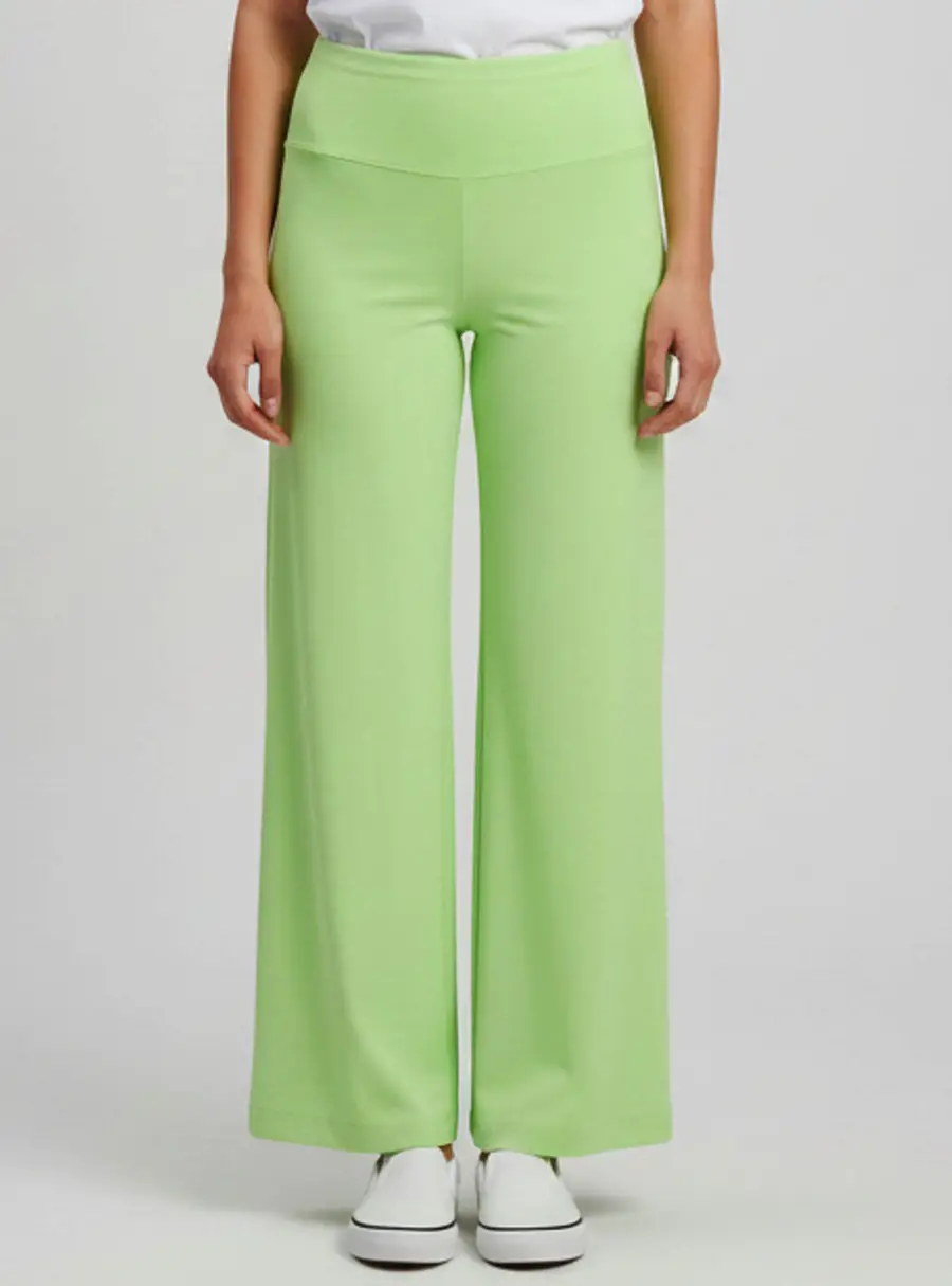 Norma Kamali Neon Green Synthetic Knit Wide Leg Pants S