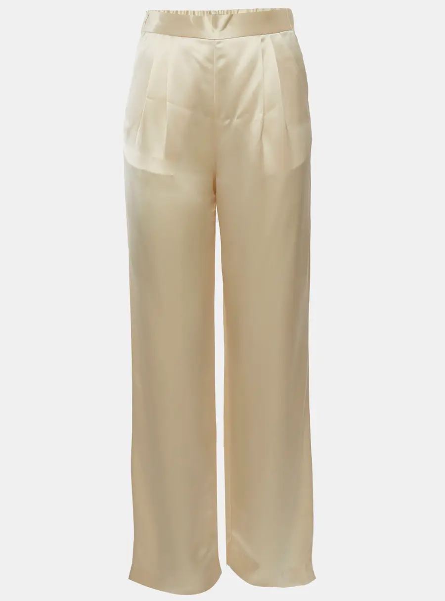 Nora Cream Satin Wide Leg Trouser S