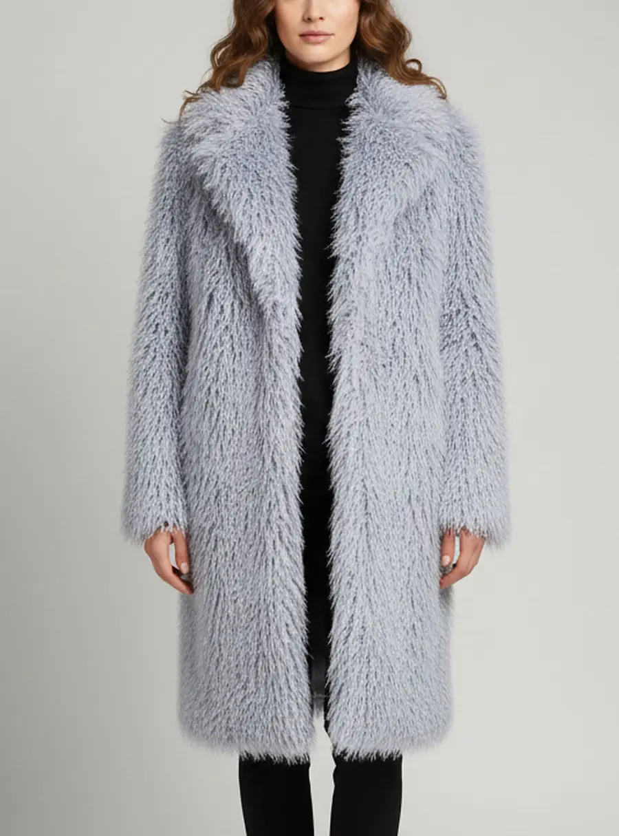 Ottolinger Blue Faux Fur Long Sleeve Coat M