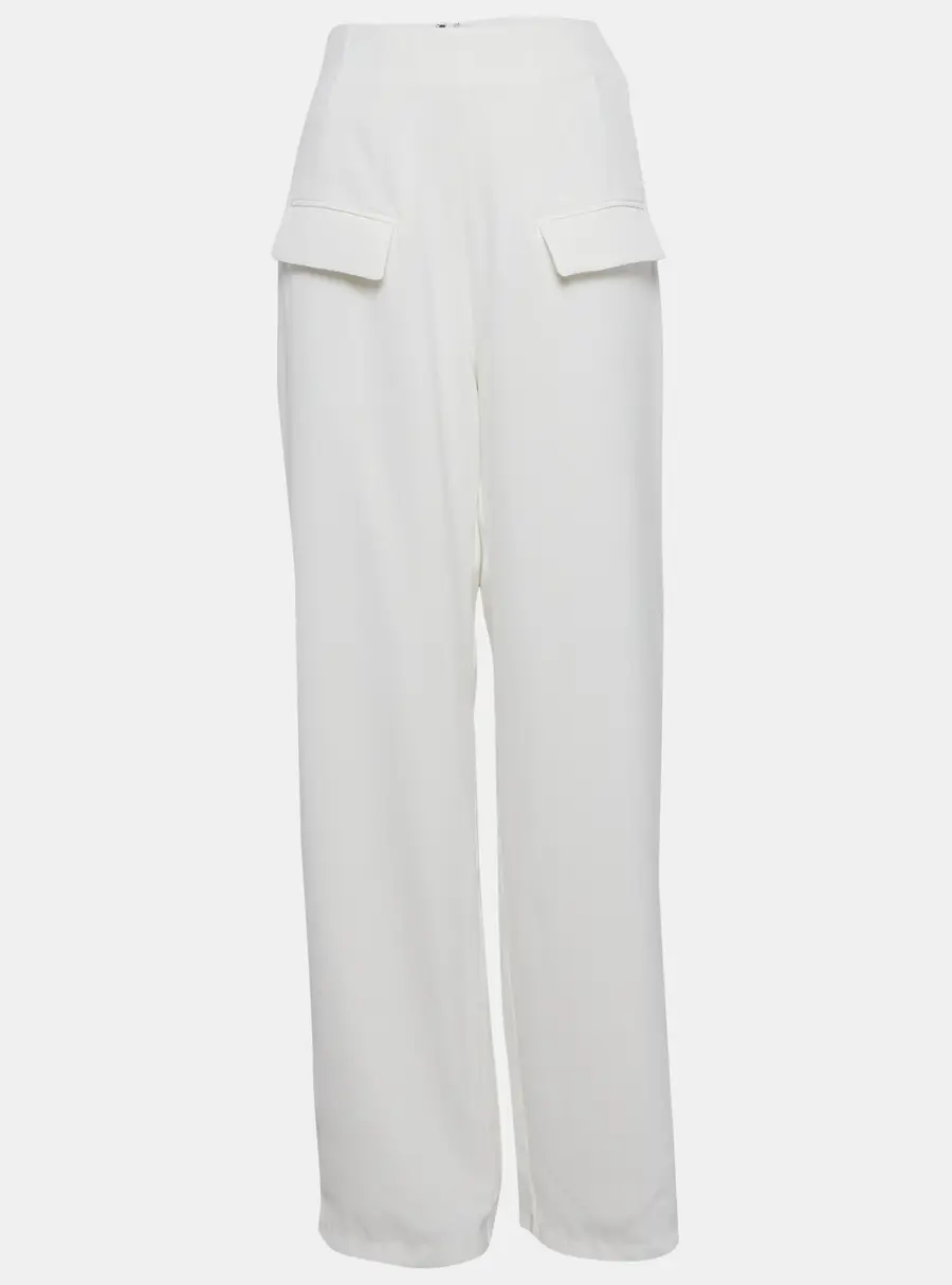 Oddmuse White Crepe High-Rise Wide Leg Trousers S