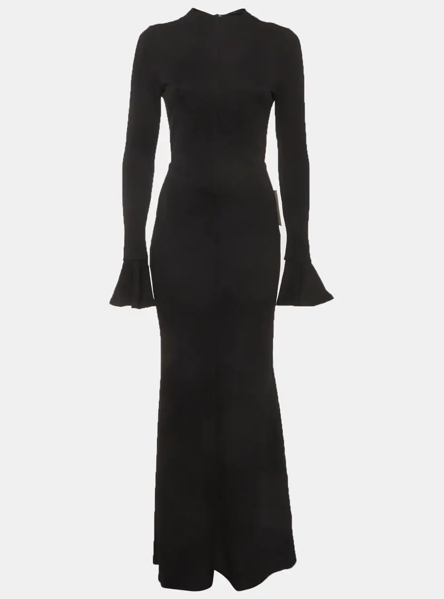 Oddmuse Black Jersey Knitted Long Sleeve Maxi Dress S