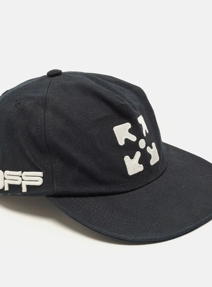Off-White Navy Blue Embroidered Arrow Logo Canvas Baseball Cap S
