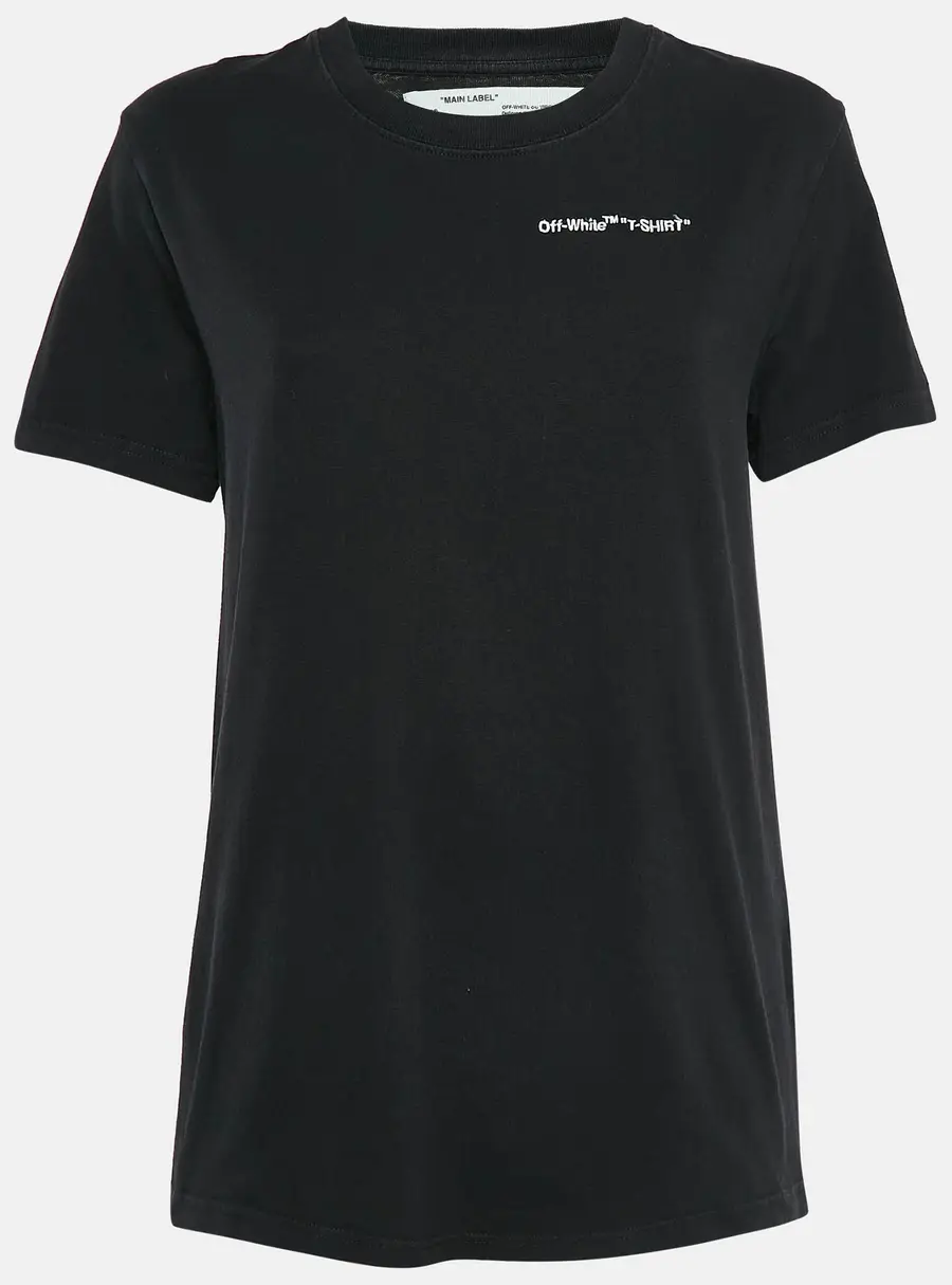 Off-White Black Logo Embroidered Jersey Crew Neck T-Shirt S